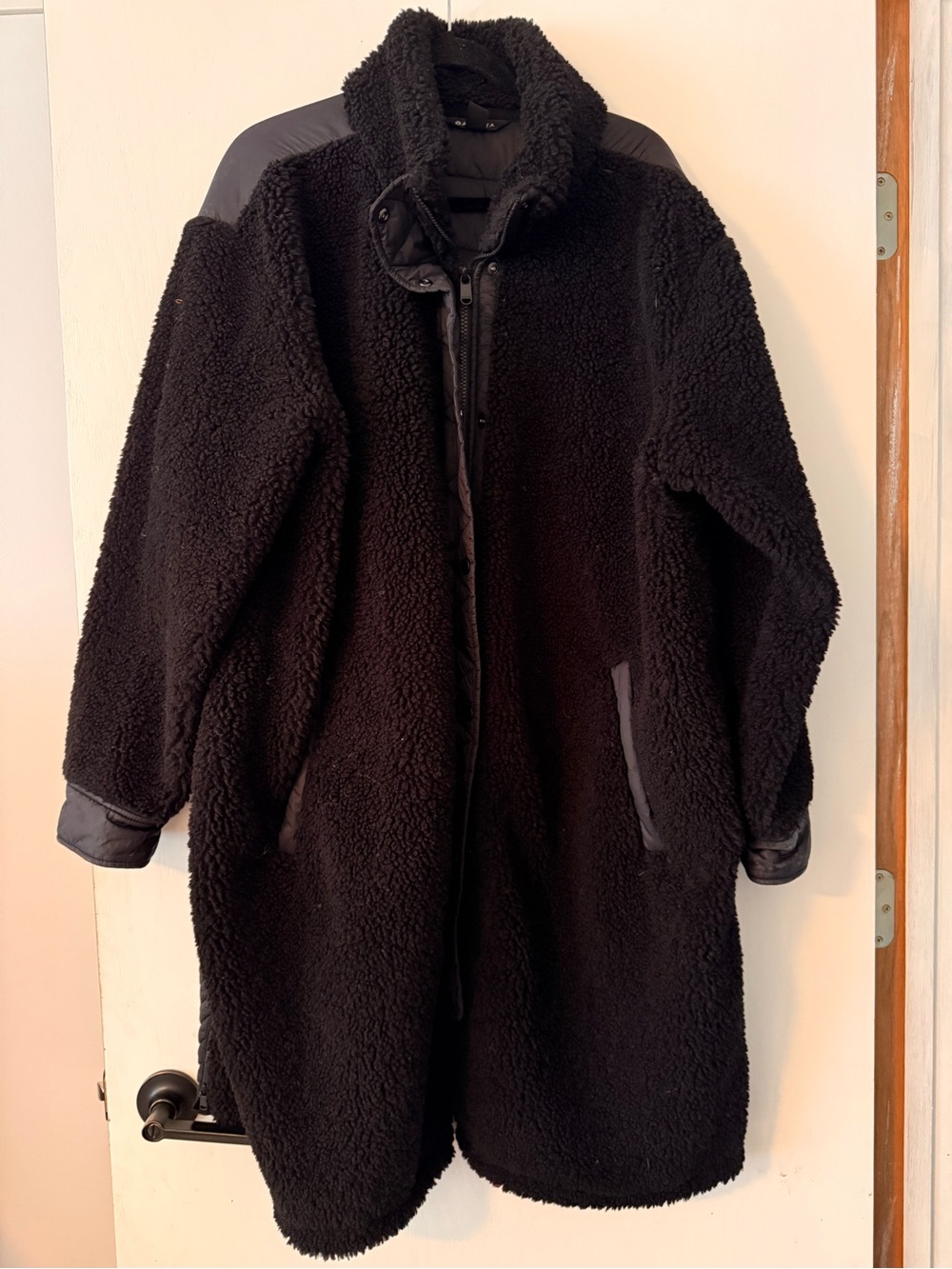 Athleta Black Long Teddy Coat